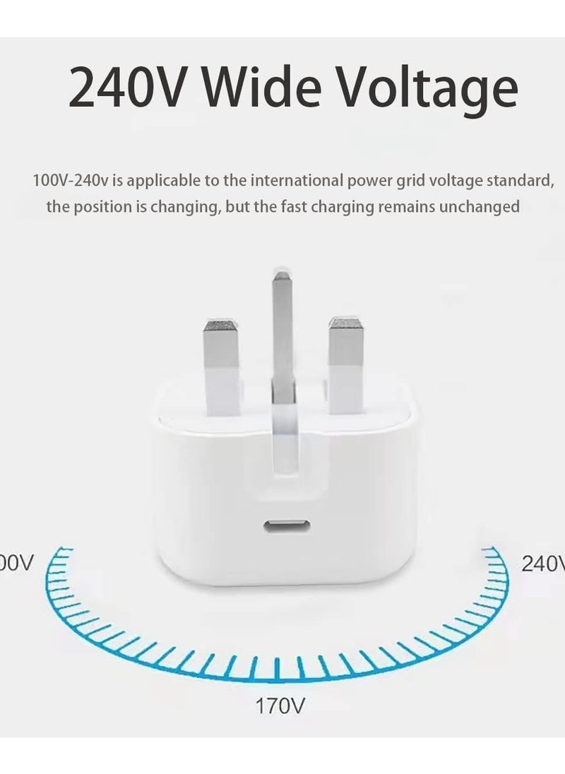 Generic - شاحن ايفون ابل 20 واط USB-C 3-Pin محول الطاقة الأبيض - Image 1