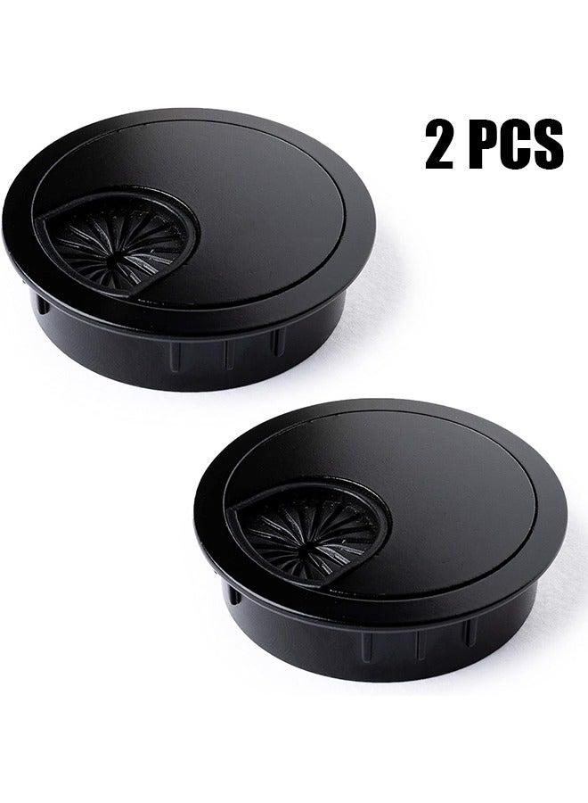2 Pcs Metal Desk Grommet 2 Inch (50 mm) Black Zinc Alloy Metallic Desk Cord Hole Cover to Arrange Cables  Wires Through Computer Table/Countertops - Image 1