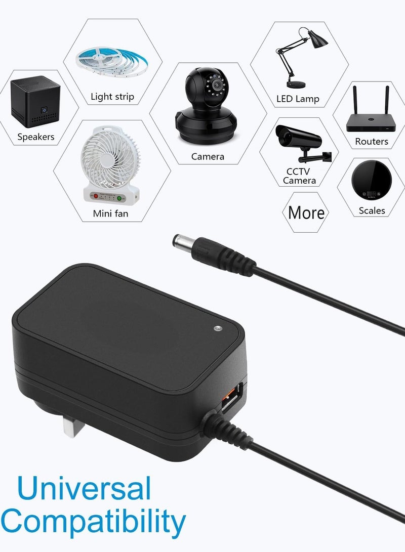 ARNOTEC 30W Universal AC to DC Power Supply Adapter 3V to 12V Adjustable with 14Adapter Tips & USB Port for Household Electronics Routers 2.5A Max - Image 3