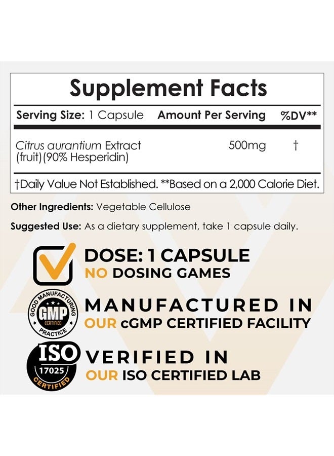 Nootropics Depot Hesperidin Capsules | 500mg | 60 Count | 90% Extract | Citrus aurantium | Supports Metabolic Function + Cardiovascular Health - Image 2