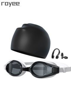 Royee Adult Anti Fog Goggles+Silicone Swim Cap Fit for Man and woman  - Image 1