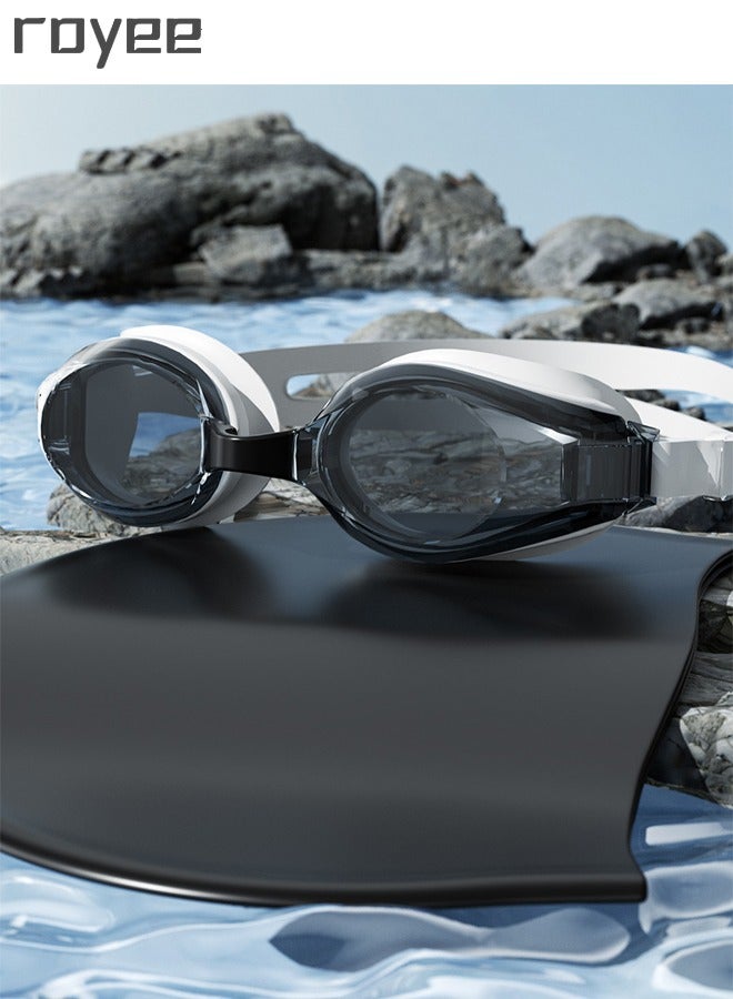 Royee Adult Anti Fog Goggles+Silicone Swim Cap Fit for Man and woman - Image 2
