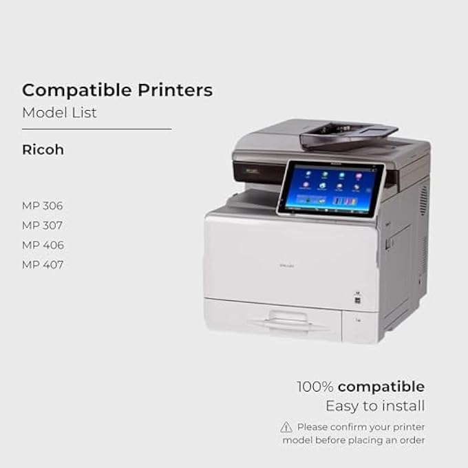 خراطيش حبر متوافقة للطابعة بديل لـ ريكو MP C307 MP C306 MP C406 MP C407 - 842091 842092 842093 842094 (أسود، أزرق، أرجواني، أصفر، 4 عبوات) عالية الإنتاجية - Image 2