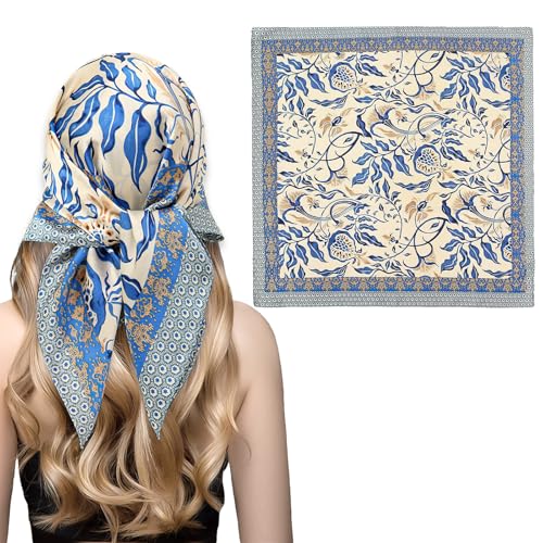 CoolShef Head Scarf for Women Stylish | 27.5" Like Satin Silk Scarf | Printed Square Scarves for Women and Girls | Hair Wrapping, Bandana, Neck & Head Accessories - Image 1