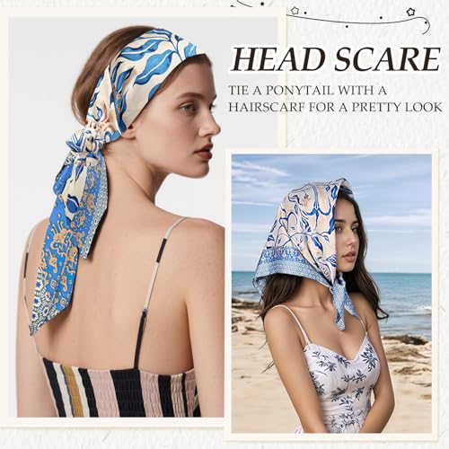CoolShef Head Scarf for Women Stylish | 27.5" Like Satin Silk Scarf | Printed Square Scarves for Women and Girls | Hair Wrapping, Bandana, Neck & Head Accessories - Image 4