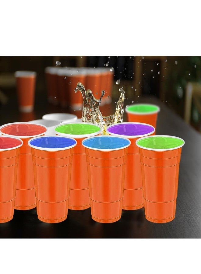 cssopenss 120 pcs Orange Plastic Cups Halloween plastic Disposable cups 16 oz orange Party Cups for drinking Tastings served Snacks Barbecues Picnics - Image 3
