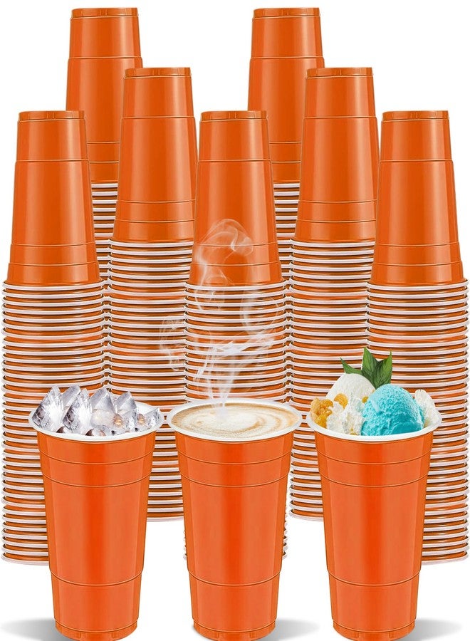 cssopenss 120 pcs Orange Plastic Cups Halloween plastic Disposable cups 16 oz orange Party Cups for drinking Tastings served Snacks Barbecues Picnics - Image 1