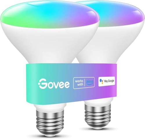 Govee مصابيح جوفي الذكية 1200 لومن قابلة للتعتيم BR30 مصابيح RGBWW لتغيير الألوان مصابيح فيض ضوئي تعمل مع أليكسا ومساعد جوجل وواي فاي وبلوتوث LED مصابيح مزامنة الموسيقى 2 عبوة - Image 1