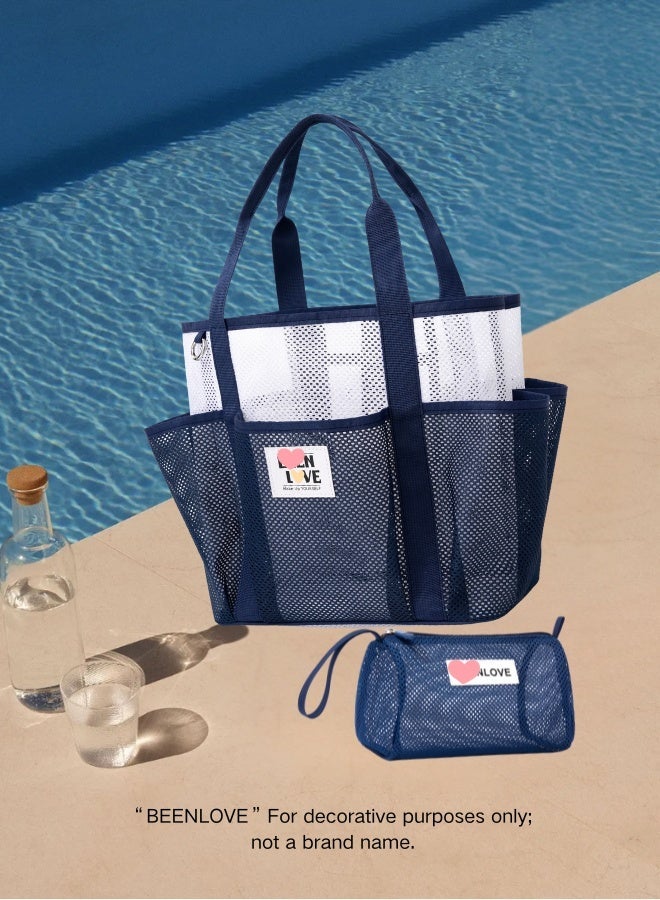 Extra Large Beach Bag, Waterproof & Sand-Proof Standable Tote, Mesh Swim Gym Bag for Men & Women, with Free Mini Pouch - For Pool, Travel & Sports (Multiple Colors) - Image 1