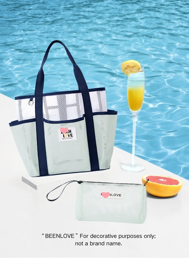 Extra Large Beach Bag, Waterproof & Sand-Proof Standable Tote, Mesh Swim Gym Bag for Men & Women, with Free Mini Pouch - For Pool, Travel & Sports (Multiple Colors) - Image 3