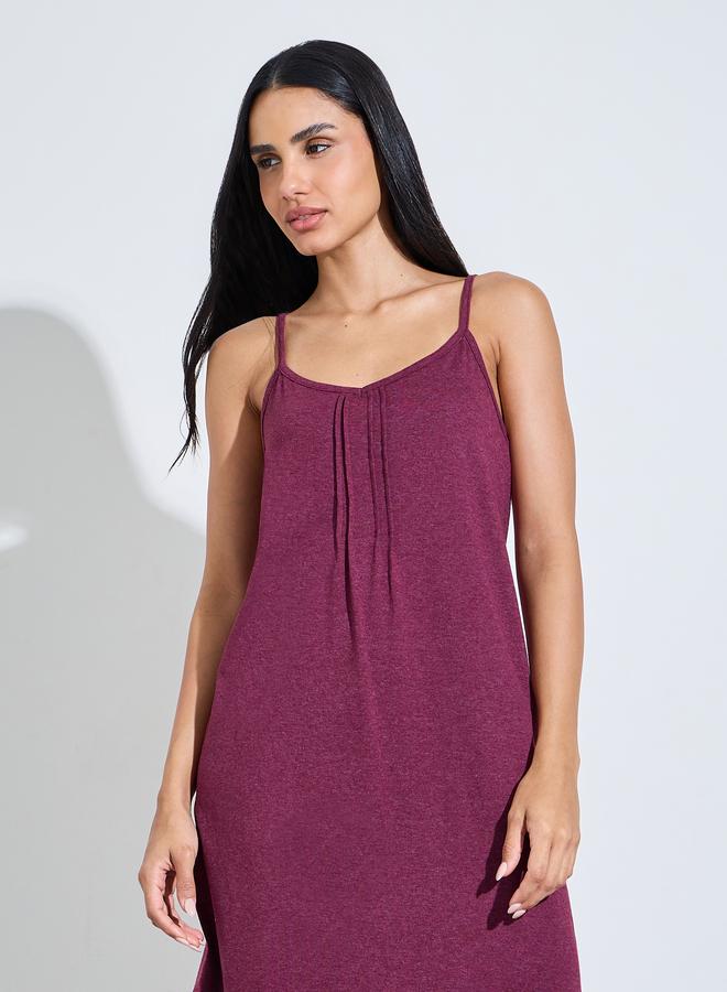 Styli PACK OF 2 - CHERRY AOP & SOLID PINTUCK DETAIL SLIPDRESS - KNEE - Image 3