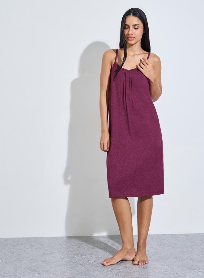 Styli PACK OF 2 - CHERRY AOP & SOLID PINTUCK DETAIL SLIPDRESS - KNEE - Image 2