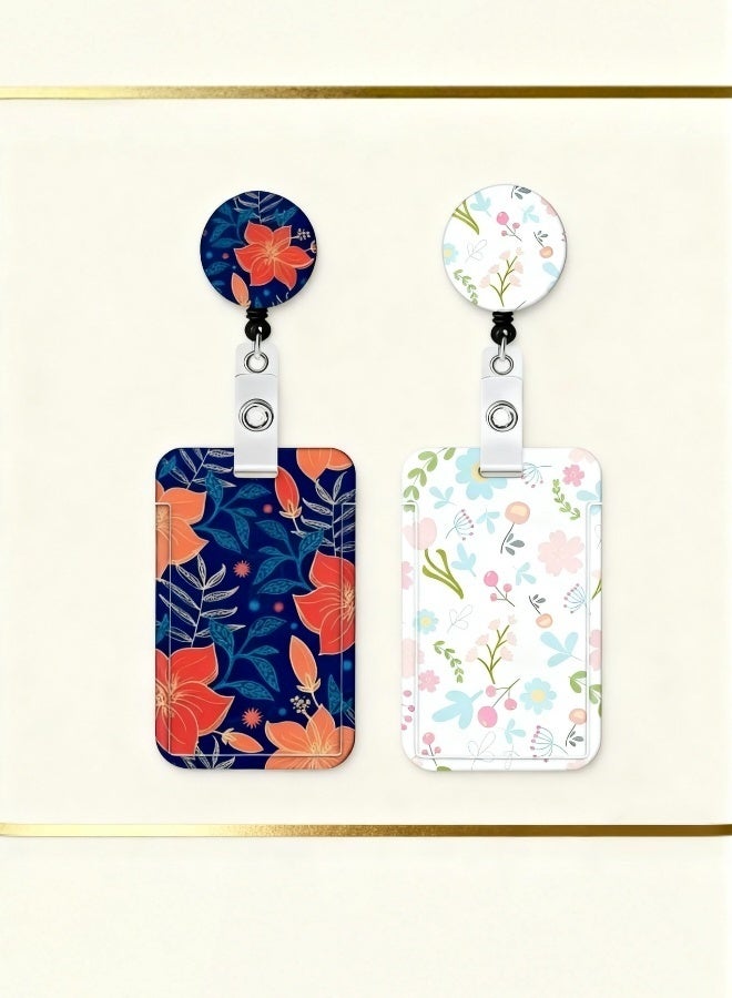 مجموعتان من حامل بطاقة الهوية مع حزام حامل بطاقة الهوية حامل بطاقة الهوية للمفاتيح تذاكر الحافلة اللوازم المدرسية حامل بطاقة مع قفل لوبستر دوار للنساء المعلمات والممرضات والأطباء والطلاب - Image 1