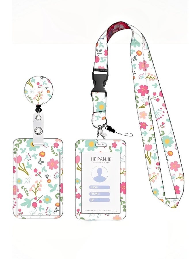مجموعتان من حامل بطاقة الهوية مع حزام حامل بطاقة الهوية حامل بطاقة الهوية للمفاتيح تذاكر الحافلة اللوازم المدرسية حامل بطاقة مع قفل لوبستر دوار للنساء المعلمات والممرضات والأطباء والطلاب - Image 2