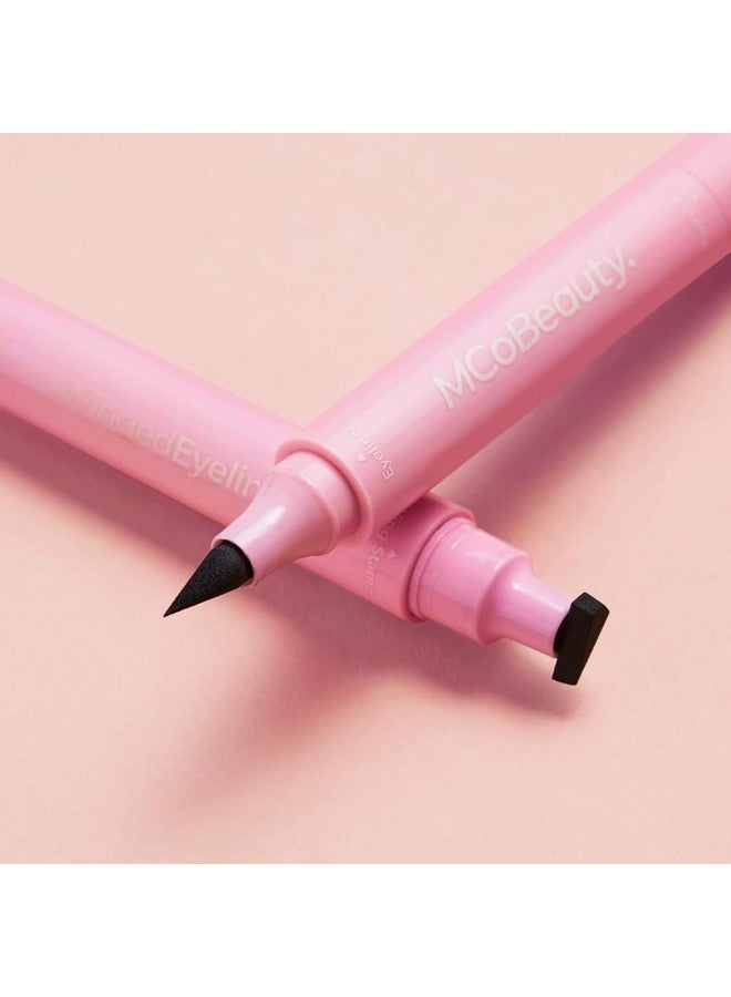 أم سي أو بيوتي ختم كحل العيون المجنح من MCoBeauty، ختم كحل العيون المجنح ثنائي الطرف وكحل سائل، مقاوم للتلطخ والماء، نباتي، مستحضرات تجميل خالية من القسوة - Image 4