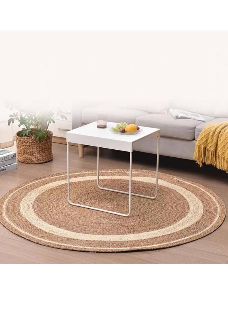 سجادة الجوت المستديرة من الألياف الطبيعية من FFD - سجادة منطقة الجوت - سجادة الجوت - سجادة مضفرة ناعمة للاستخدام الداخلي والخارجي والمطبخ وغرفة النوم وغرفة المعيشة والممرات - Image 5