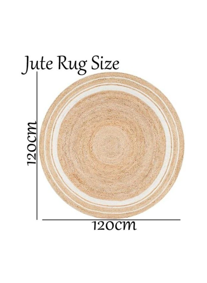 سجادة الجوت المستديرة من الألياف الطبيعية من FFD - سجادة منطقة الجوت - سجادة الجوت - سجادة مضفرة ناعمة للاستخدام الداخلي والخارجي والمطبخ وغرفة النوم وغرفة المعيشة والممرات - Image 2