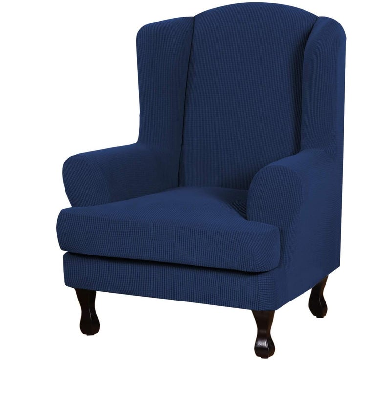 EcoAncheng Wingback Chair Slipcover 2 Piece Slipcovers for Wingback Chairs Jacquard Wingback Chair Covers Washable Furniture Protector with Elastic Bottom for Living Room Wingback Chairs
