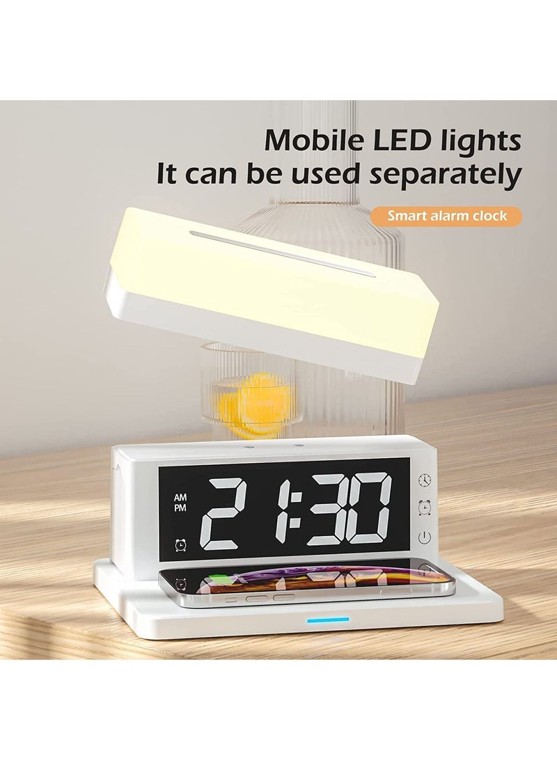 Generic - Wireless Charging Station 3 in 1 Fast 15W Wireless Charger Digital Alarm Clock with Night Light,Qi Wireless Charging Pad for iPhone 13/12/11/Pro/Max/XS/XR/X/8 - Image 1