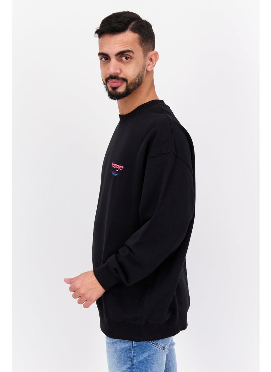 Wrangler Men Crew Neck Graphic Print Long Sleeves Sweatshirt, Black  - Image 3