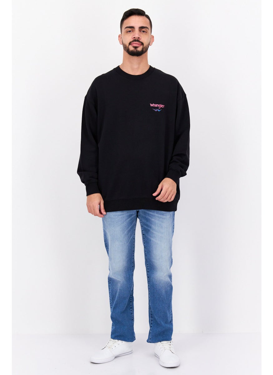 Wrangler Men Crew Neck Graphic Print Long Sleeves Sweatshirt, Black  - Image 4