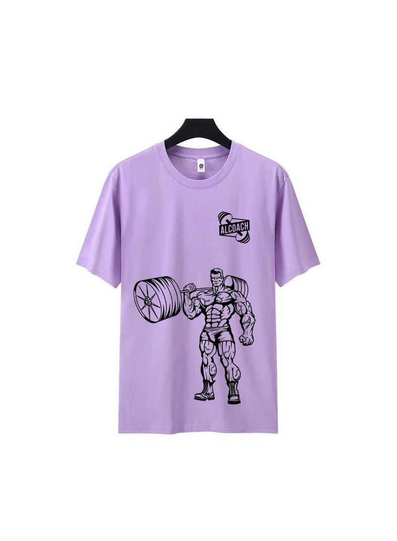 ALCOACH Men's Oversize T-shirt - ALCOACH - NEVER GIVE UP  Printed for exercise, gym and bodybuilding  - Image 2