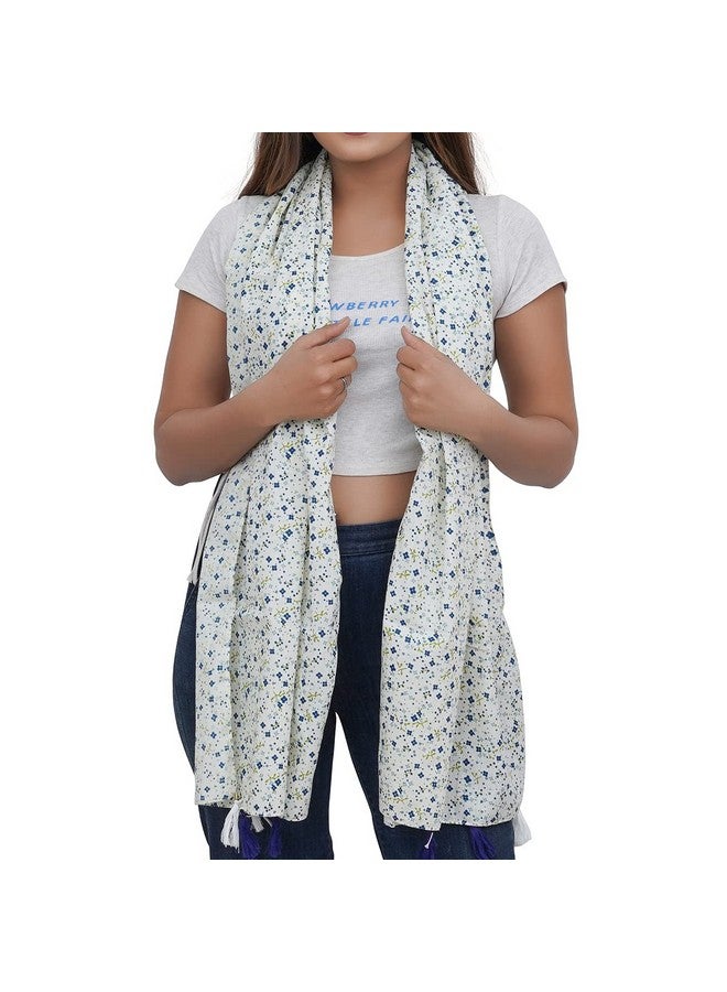 iinfinize iinfinize Scarf For Breathable Sun Protection Cotton Light Weight Scarf Floral Printed Design Scarves For Girl & Women - Image 3