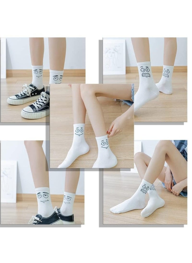 KASTWAVE - Womens Girls Socks, Novelty Funny Smiley Socks, Knitted Novelty Comfy Cotton Girl Dress Funny Crew Sock Aesthetic, Smiling Face Socks - Image 1