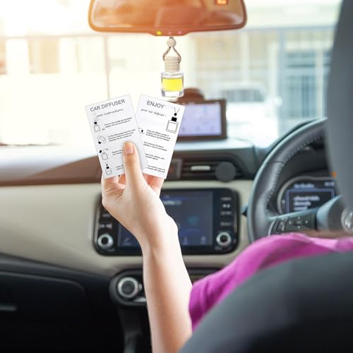 DaisyInner 100 Sets Car Diffuser Bottles Empty Bulk Hanging Car Air Freshener Diffuser Bottles Glass Perfume Holder with Instruction Cards for Essential Oil Wedding Bridal Birthday Gifts (Cylindrical) - Image 5