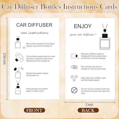 DaisyInner 100 Sets Car Diffuser Bottles Empty Bulk Hanging Car Air Freshener Diffuser Bottles Glass Perfume Holder with Instruction Cards for Essential Oil Wedding Bridal Birthday Gifts (Cylindrical) - Image 3