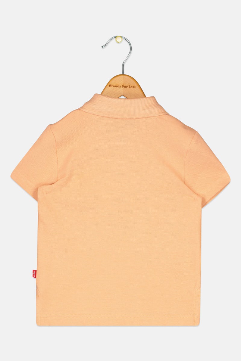 Levi's Toddlers Boy Brand Logo Short Sleeve Polo Shirt, Dark Peach - Image 2