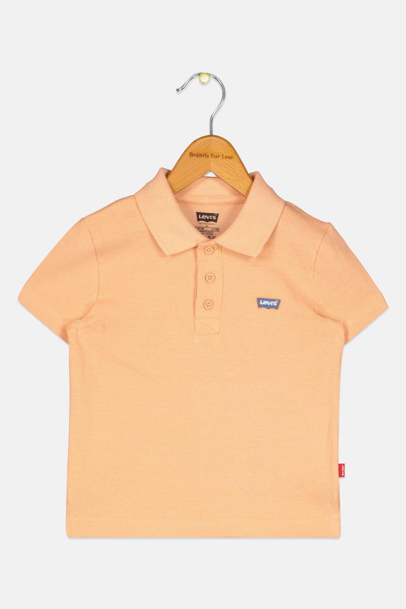 Levi's Toddlers Boy Brand Logo Short Sleeve Polo Shirt, Dark Peach - Image 1