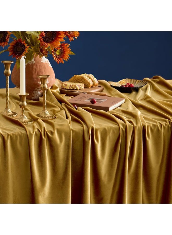 OMMATO Gold Velvet Rectangle Tablecloth 55x84 Inch Vintage French Table Cloth Retro Farmhouse Rustic Tablecloths Washable Table Cover for Christmas Party Wedding Kitchen Dinning Tabletop Decoration,Fall - Image 5