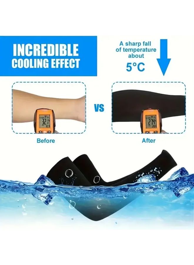SPF 50 أكمام تبريد رمادية قابلة للتنفس لامتصاص الرطوبة للجولف وركوب الدراجات والجري - Image 4