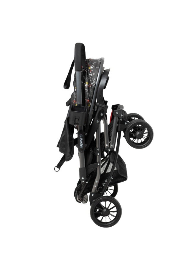 GBaby Nortor Wilder Lightweight Foldable Travel Stroller with Reversible Handle and Storage Basket, Black - Image 5
