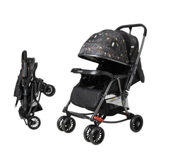 GBaby Nortor Wilder Lightweight Foldable Travel Stroller with Reversible Handle and Storage Basket, Black - Image 1