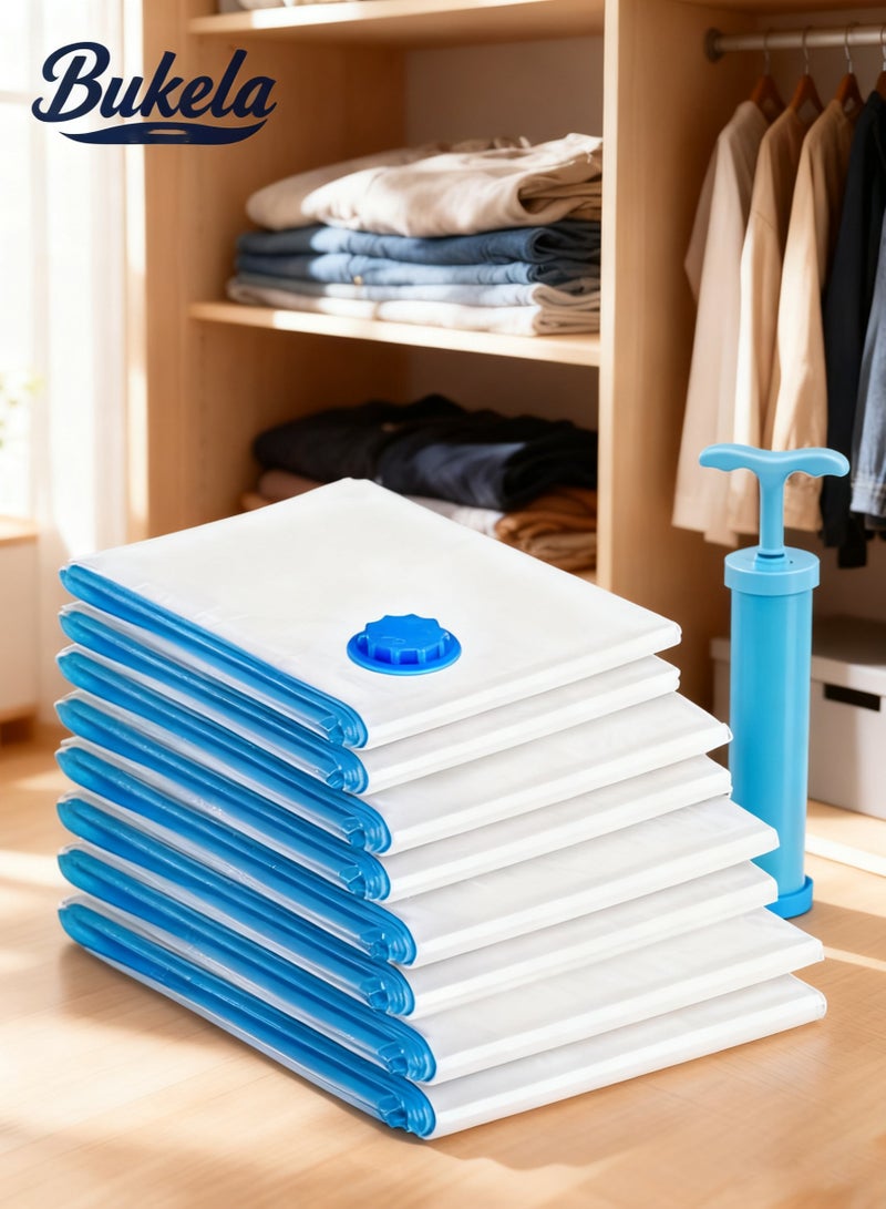 Bukela Vacuum Bag Vacuum Storage Bags - Space Saver Vacuum Storage Bags Reusable Clothes Storage Bags Vacuum Seal Bags for Clothing Comforters Blankets Bedding (2 Medium/2 Large/2 Jumbo) - Image 1