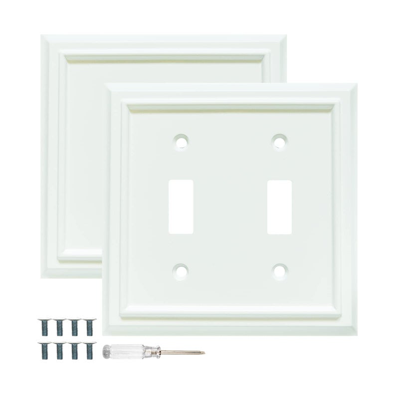 Wall Plates Duplex Outlet Covers Toggle Light Switch Plates Decorator Light Switch Cover Bamboo Fiber Material Wall Plate Standard Size Wall Plates of various stylesWhite 2 Gang Toggle 2 Pack