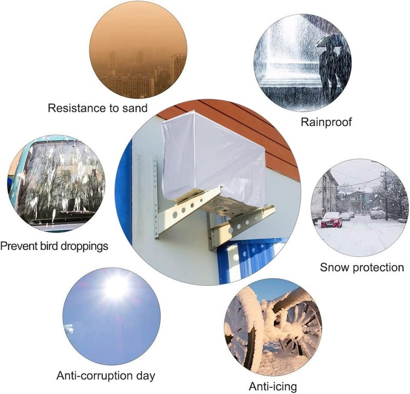RIZGHWOY Outdoor AC Unit Cover, Waterproof, Silver, Polyester, 3 Sizes 80-94 cm, Anti Dust, Sunproof - Image 3