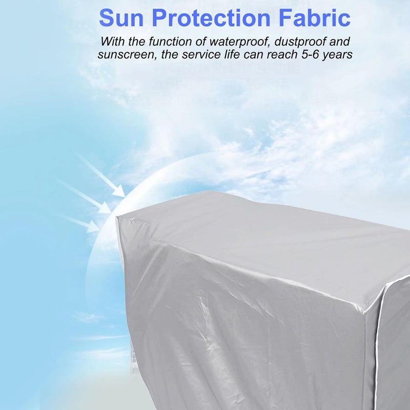 RIZGHWOY Outdoor AC Unit Cover, Waterproof, Silver, Polyester, 3 Sizes 80-94 cm, Anti Dust, Sunproof - Image 5
