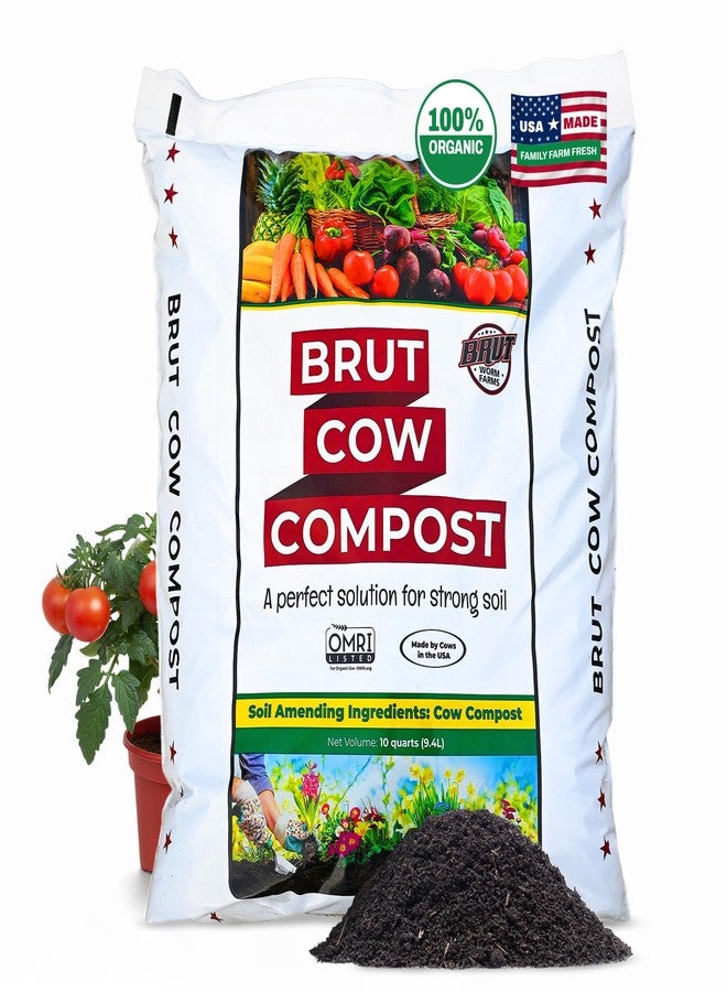 BRUT WORM FARMS Cow Compost - 10 Quart - Nutrient-Rich Fertilizer for Thriving Gardens - Safe, Pure, and Effective - Image 1