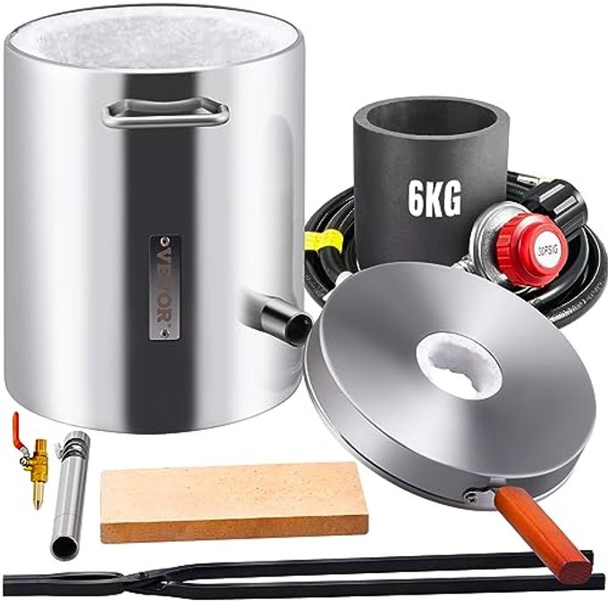 VEVOR 16Kg Propane Melting Furnace Kit, Gas Metal Smelting Kit, Dual Burner Foundry Home Kiln With Crucibles And Tongs, Forge Casting Tool For Gold Silver Copper Aluminum Metal Recycle - Image 1