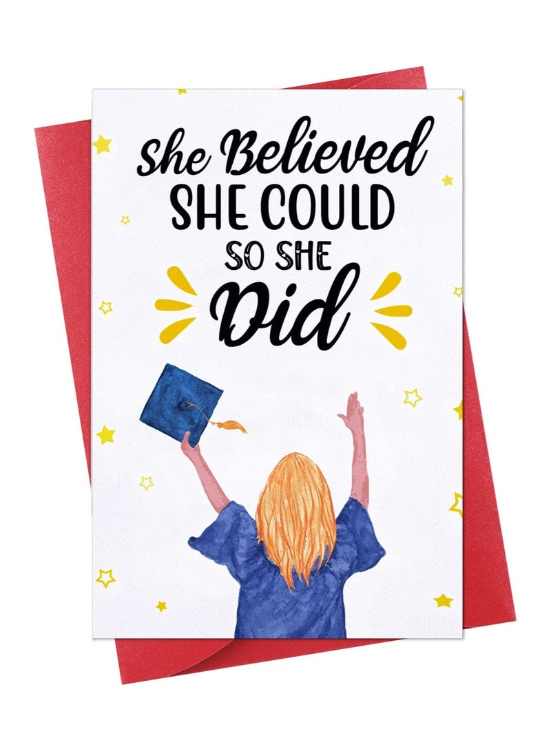 Graduation Card for Her 4"x6"She Believed She Could So She Did Graduation Gift Cards Congratulations 2023 Graduation Greeting Cards for Her High School College Graduates Girls Daughter Women