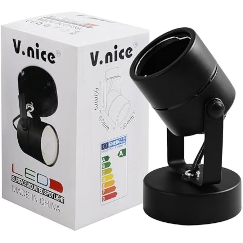 V.Nice 2pcs Surface Mounted GU10 LED Spotlight – 270° Rotatable Ceiling Spot Light Fixture, Black Aluminium Housing for Indoor Wall or Ceiling Lighting, Adjustable Beam Direction (Bulb Not Included) - Image 1