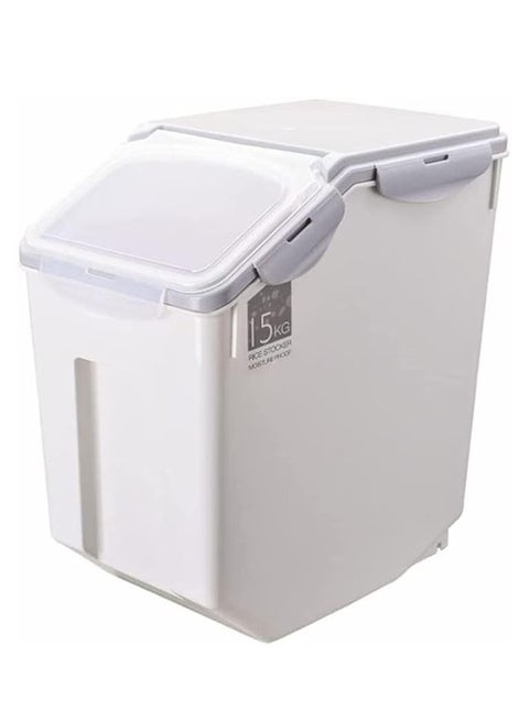 Household Kitchen Plastic Sealed Rice Bucket Moisture Proof And Insect Proof Storage Box Transparent 15 KG Rice Box