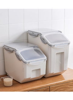 BLOOMING TIME Household Kitchen Plastic Sealed Rice Bucket Moisture Proof And Insect Proof Storage Box Transparent 15 KG Rice Box  - Image 5