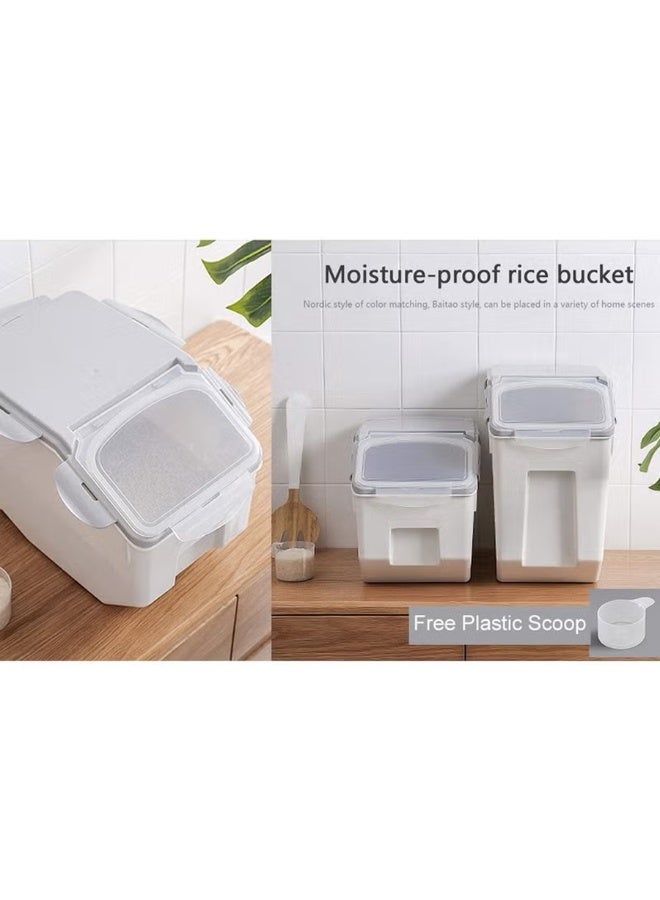 BLOOMING TIME Household Kitchen Plastic Sealed Rice Bucket Moisture Proof And Insect Proof Storage Box Transparent 10 KG Rice Box - Image 3