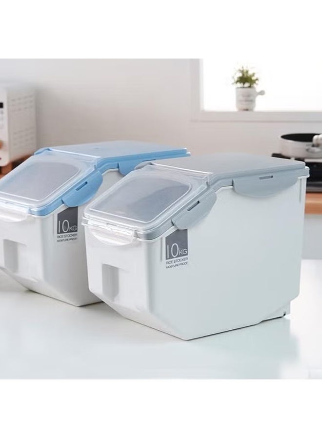 BLOOMING TIME Household Kitchen Plastic Sealed Rice Bucket Moisture Proof And Insect Proof Storage Box Transparent 10 KG Rice Box - Image 5
