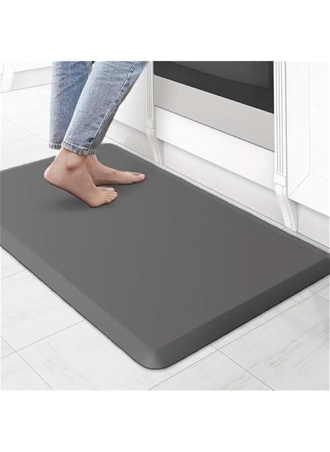 HOOKOR Thick Kitchen Mats for Floor, Kitchen Rug for Standing Desk, Non-Slip, Thicker, Stain Resistant, Waterproof, Comfort Anti Fatigue Floor Mat for Home, Kitchen, Office (Grey, 50 * 80CM)  - Image 1