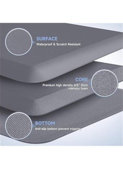 HOOKOR Thick Kitchen Mats for Floor, Kitchen Rug for Standing Desk, Non-Slip, Thicker, Stain Resistant, Waterproof, Comfort Anti Fatigue Floor Mat for Home, Kitchen, Office (Grey, 50 * 80CM)  - Image 3